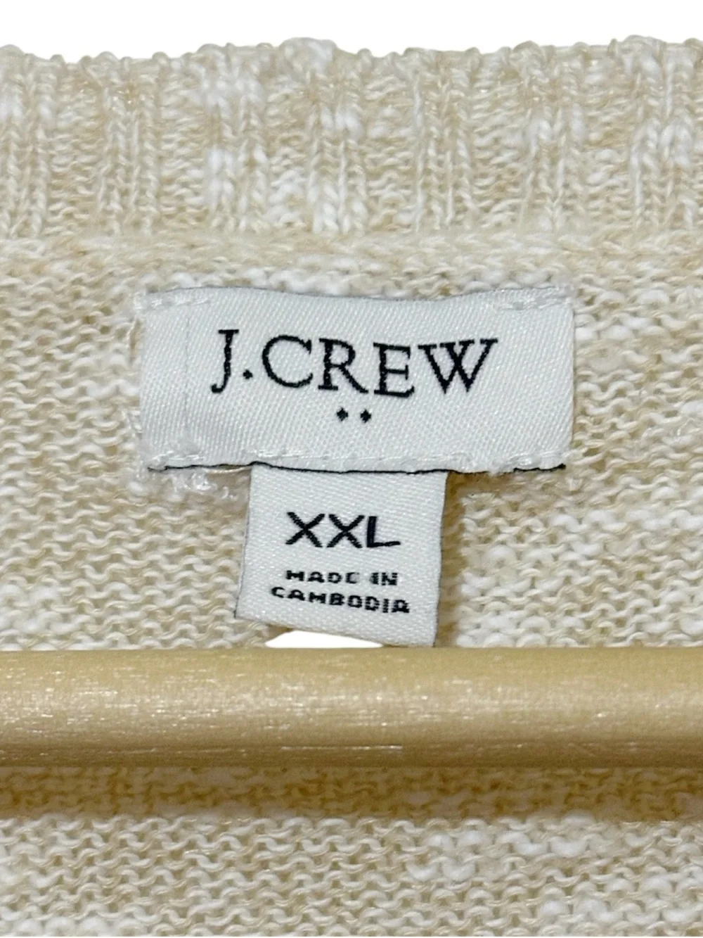 J.Crew Marled Crewneck Beach Sweater Beige Cotton Blend Lightweight Cozy XXL